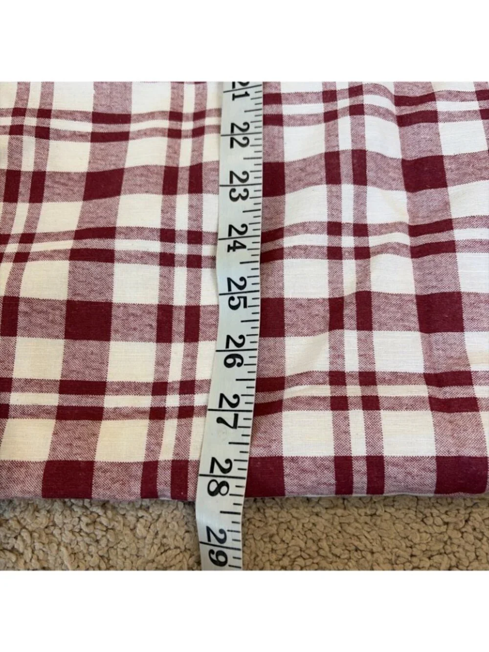 VTG Croscill Tab Top Curtain Panels Burgundy Check Plaid 40X56